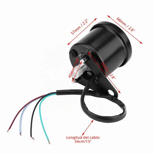 Vista 4 de Keenso 2.6 "Velocímetro universal para motocicleta, tacómetro LED, medidor de nivel de aceite