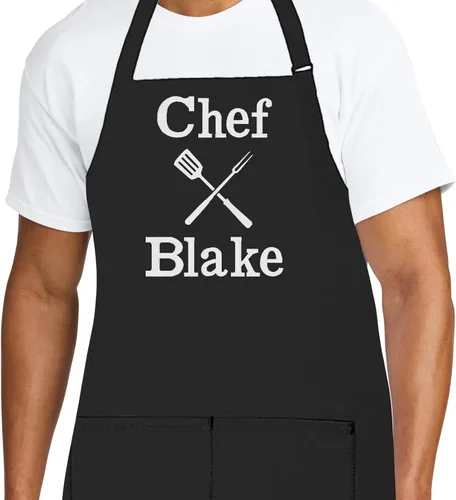 Vista 21 de Delantal de chef personalizado para hombres, diseño bordado personalizado, cocina profesional, barbacoa, parrilla, para papá, decorado en Estados