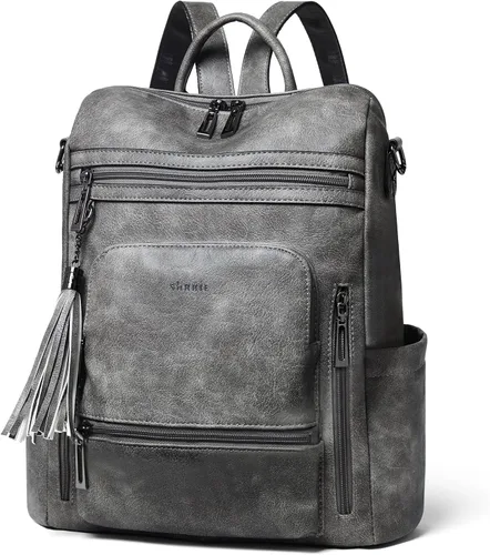 Vista 18 de Shrrie - Mochila vegana de cuero para laptop de 14 pulgadas para mujer, mochila de trabajo, mochila de moda, mochila de viaje, bolso para negocios