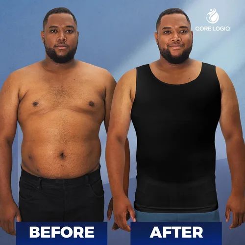 Vista 6 de QORE LOGIQ Camisas de compresión de ginecomastia para hombres, camiseta sin mangas adelgazante, moldeador de cuerpo, fajas para hombres, sujetador