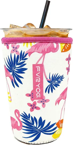 Vista 101 de Fundas de neopreno reutilizables aisladas para café helado, fundas para tazas de café helado, fundas para bebidas heladas y calientes