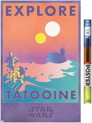 Vista 17 de Trends International Star Wars: Tatooine - Póster de pared de Explore Tatooine, 14.725 x 22.375 pulgadas, versión enmarcada de madera de granero
