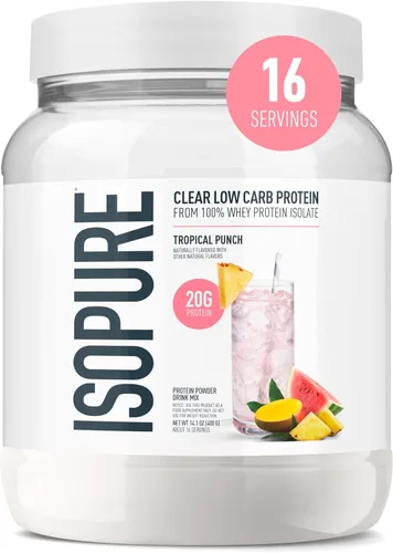 Vista 25 de Isopure - polvo de proteína de suero de leche con sabor a fruta ligera refrescante