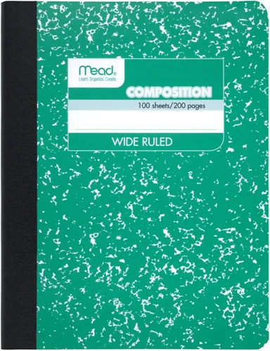 Vista 12 de Mead Cuaderno de Composición, Paquete de 12, Papel de Rayas Anchas, 7-1/2" x 9-3/4", 100 Hojas por Cuaderno de Composición, Los Colores Pueden