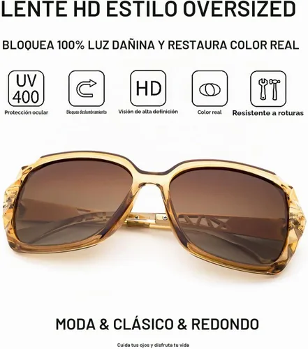 Vista 4 de Gafas de sol de gran tamaño para mujer, polarizadas, protección UV, clásicas, a la moda, para damas, marco negro, lente gris Montura café lente café