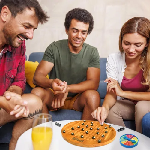 Vista 5 de Juego de ajedrez magnético, juego de mesa de madera dura de doble cara con 30 bolas magnéticas, desarrolla inteligencia, ejercicio cerebral
