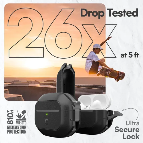 Vista 4 de Keybudz Funda para AirPods Pro 2 con Candado - Funda Completamente Impermeable para AirPods Pro 2da Generación - Llavero, Protección Resistente