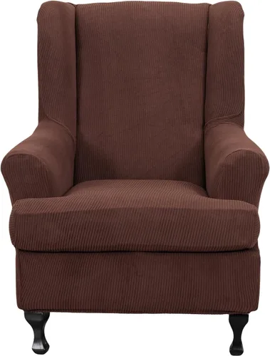 Vista 25 de NILUOH Funda para silla Wingback, 2 piezas, fundas elásticas de elastano para silla con respaldo de ala, funda lavable para sillones con respaldo