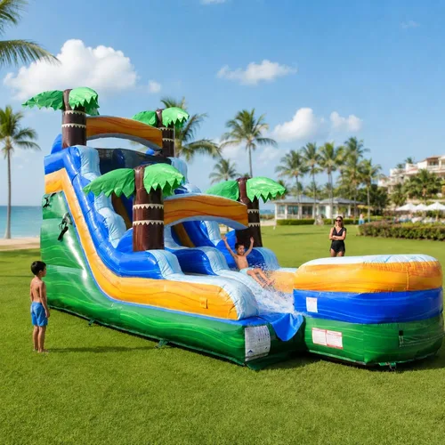 Vista 13 de TentandTable Tobogán acuático inflable para niños y adultos, diversión acuática gigante de grado comercial, incluye soplador de aire eléctrico, 35