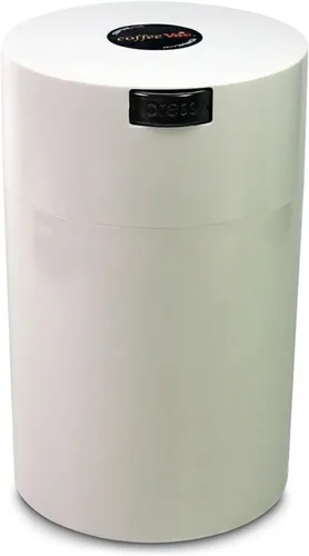 Vista 6 de Coffeevac 1 lb, recipiente sellado al vacío hermético patentado multiuso. Funciona como contenedor de café molido a prueba de olores. Tapa y cuerpo