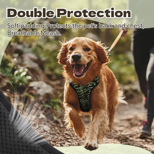 Vista 5 de Arnés para perro sin tirones, chaleco reflectante ajustable con clip delantero/trasero, asa de fácil control para perros de tamaño mediano, grande