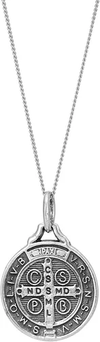 Vista 2 de 81stgeneration - Collar con colgante de moneda de San Benito de plata de ley 925 para hombre y mujer, 18.0in