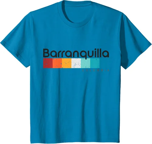 Vista 55 de Barranquilla Colombia - Camiseta de diseño vintage de estilo retro, Blanco, S