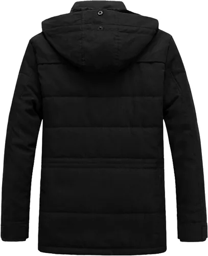 Vista 2 de Tanming - Abrigo de invierno para hombre con forro de piel sintética y capucha desmontable