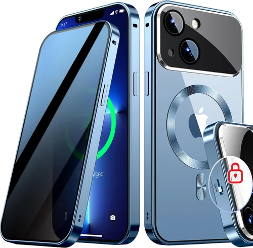 Vista 12 de Funda magnética de privacidad para iPhone 13 Pro, protección completa de la cámara, color negro [Mechanical Lock][Compatible with MagSafe]