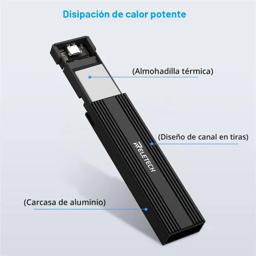 Vista 4 de Carcasa SSD M.2 portátil USB3.1 Tipo-C 10Gps SSD, compatible con NVMe/SATA Dos protocolos, adecuado para MacBook SSD Gen 2 (10 Gbps) a NVMe PCI-E