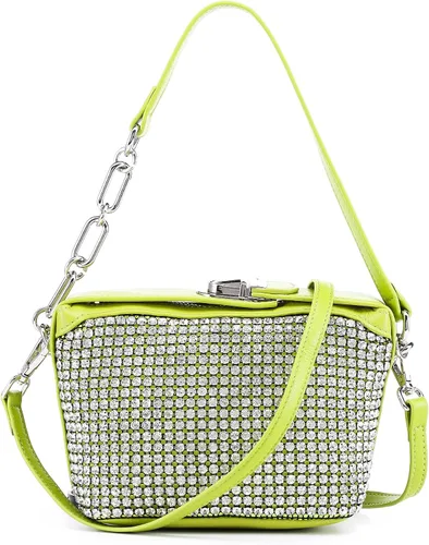 Vista 3 de Bolso de hombro Hobo con diamantes de imitación para mujer, bolso cruzado de cuero