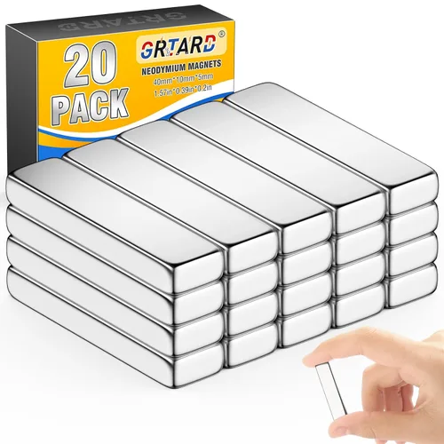 Vista 8 de Grtard - 50 imanes de neodimio fuertes, barras magnéticas de tierras raras de 0.787 x 0.197 x 0.079 in Heavy Duty Rectangular Magnetic Bars, Super