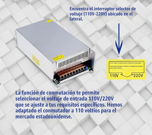 Vista 3 de Adaptador de fuente de alimentación de 12V 100A 1200W AC-DC