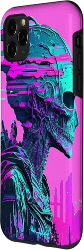Vista 26 de iPhone 14 Pro Max Cool Retro Alien Sunset Tropical Trippy Vaporwave Sky Art Case