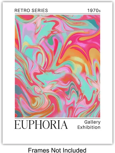 Vista 3 de Arte de pared abstracto retro Funky – Arte de pared de galería de citas inspiradoras de los años 70 – Decoración Zen para mujeres – Decoración