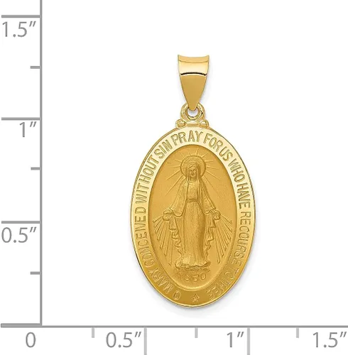 Vista 3 de Collar con dije ovalado de oro amarillo de 14 quilates joyería fina religiosa para mujer regalos para ella