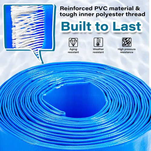 Vista 3 de Jin&Bao Manguera de retrolavado de piscina de 2 pulgadas x 25 pies, manguera de descarga plana reforzada resistente, manguera de drenaje resistente