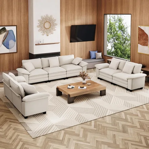 Vista 48 de Sofá Seccional Modular Individual de 53.5", Sillón de Pana Suave y Afelpada con Asiento Profundo Cómodo y Brazos Removibles para Sala de Estar