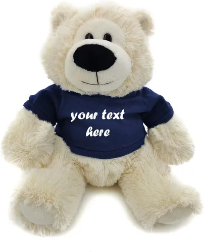 Vista 12 de Plushland Cream Sophie Bear 12.0 in, regalo personalizado para animales de peluche, texto personalizado en la camisa, gran regalo para el día
