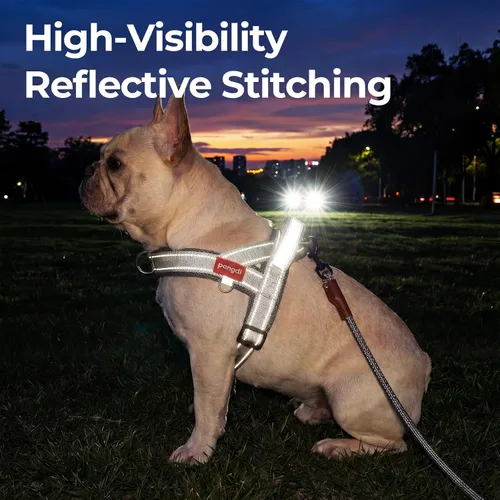 Vista 6 de Arnés para perro sin tirones con asa, chaleco reflectante ajustable para Corgi, arnés para mascotas acolchado con malla de aire transpirable