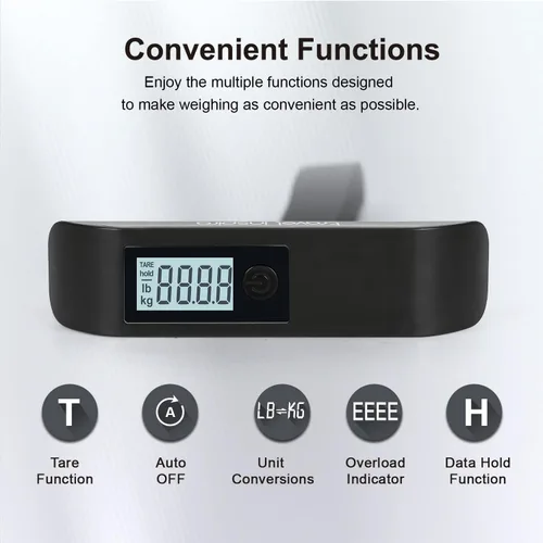 Vista 2 de Travel Inspira Báscula de equipaje, báscula digital de equipaje, báscula de equipaje con pantalla LCD retroiluminada, 110 libras110.2lbs, batería