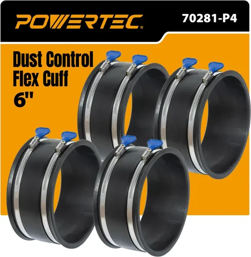 Vista 10 de POWERTEC 70337-P2 - Manguito flexible de control de polvo de 2-1/2 pulgadas con abrazaderas de manguera de llave ajustable, conector de manguera