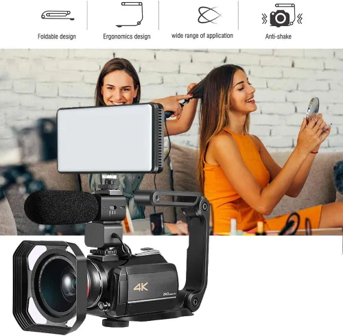 Vista 6 de Soporte estabilizador de extensión para videocámara digital DSLR, mango protector de cámara de filmación de video con micrófono universal flash