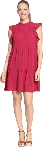 Vista 2 de London Times Vestido escalonado de cuello alto para mujer