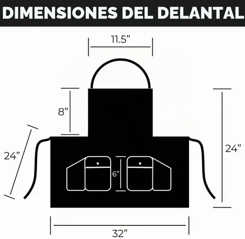 Vista 8 de CHARLENE Courtney Convertible Zip Delantal #9044 Negro