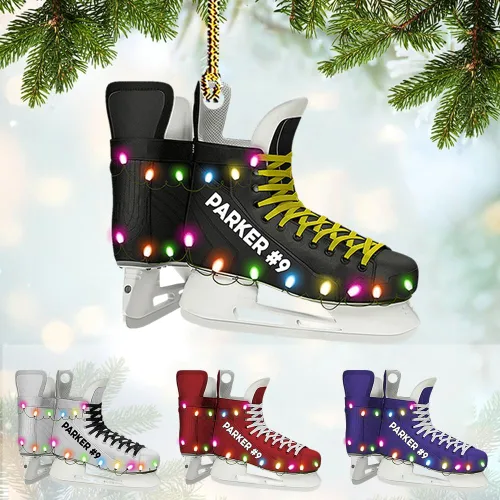 Vista 7 de Adorno acrílico de hockey personalizado 2026, decoración personalizada para árbol de Navidad, regalo único de recuerdo festivo para jugadores
