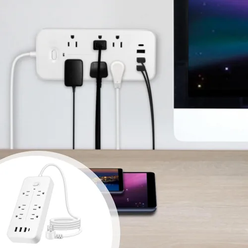 Vista 2 de Protector contra sobretensiones Regleta de enchufe múltiple 6 enchufes