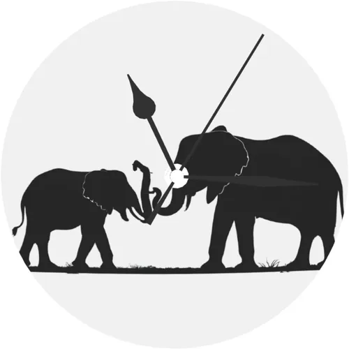 Vista 8 de Old Elephant and Young Elephant Round Wall Clock,10 Inch Round Easy to Read for Home Office & School Decor Clock