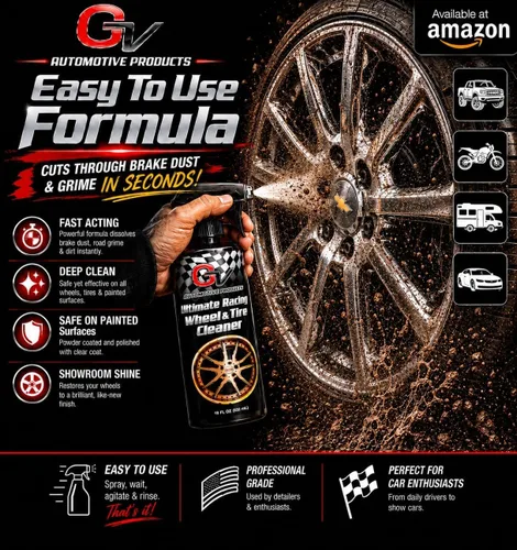 Vista 3 de GV Automotive Products Ultimate Radiant - Limpiador de llantas cromadas y rines en aerosol – Seguro, listo para usar, pule, brilla y elimina