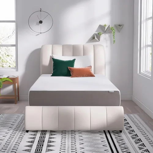 Vista 12 de Amazon Basics Colchón de espuma viscoelástica, sensación suave y mullida, 6 pulgadas, individual, blanco/gris