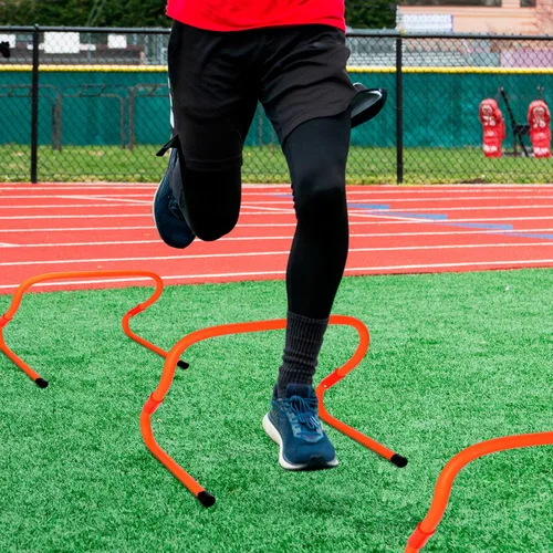 Vista 7 de Get Out! Agility Hurdles Equipo de entrenamiento – 6 unidades de 2 vías pliométricas y obstáculos de velocidad para fútbol y fútbol