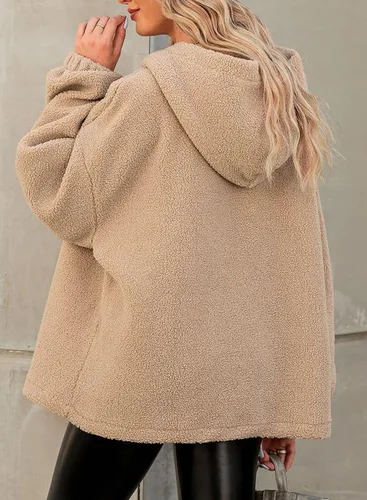 Vista 5 de Dokotoo Sudaderas con capucha de manga larga para mujer, cálidas, de vellón, con botones, de manga larga