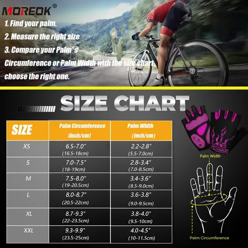 Vista 6 de MOREOK - Guantes para bicicleta de montaña (MTB) y ciclismo de descenso (DH), para hombres, de medio dedo, con almohadilla de gel que absorbe