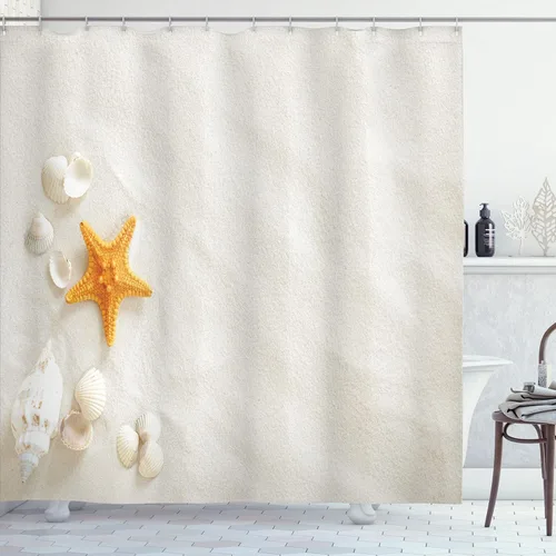 Vista 63 de set de cortina para baño decorativa de tela de poliéster con ganchos