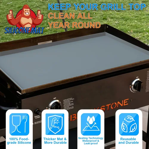 Vista 3 de Alfombrilla de silicona de 22 pulgadas para Blackstone Griddle Top, cubierta protectora de silicona 100% para parrilla Blackstone