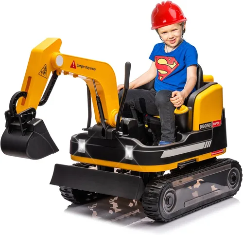 Vista 10 de JOYLDIAS Excavadora y excavadora giratoria de 360 grados, 12V12AH, retroexcavadora de juguete con ruedas de diseño de pista para todo terreno