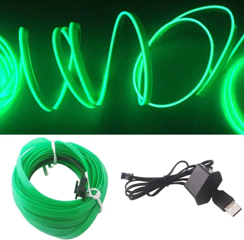 Vista 11 de Cable electroluminiscente de luz de neón de 16 pies y 12 V con protección de fusible para decoración interior de automóvil con borde de costura