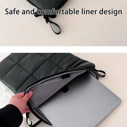 Vista 5 de Funda acolchada para laptop de 11 pulgadas, color negro, bolsa de transporte impermeable para mujer, funda mullida para iPad Pro 11, compatible