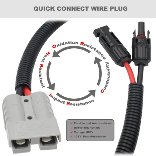 Vista 3 de COMeap Conector de panel solar para Anderson 10AWG, compatible con MC-4 a 50A/600 V Anderson Cable de extensión de carga para generador solar