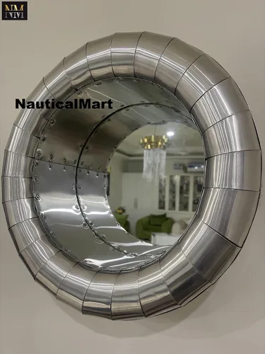 Vista 2 de NauticalMart Espejo de carenado con motor aviador Jet de 15 pulgadas - Decoración de montaje en pared Spitfire
